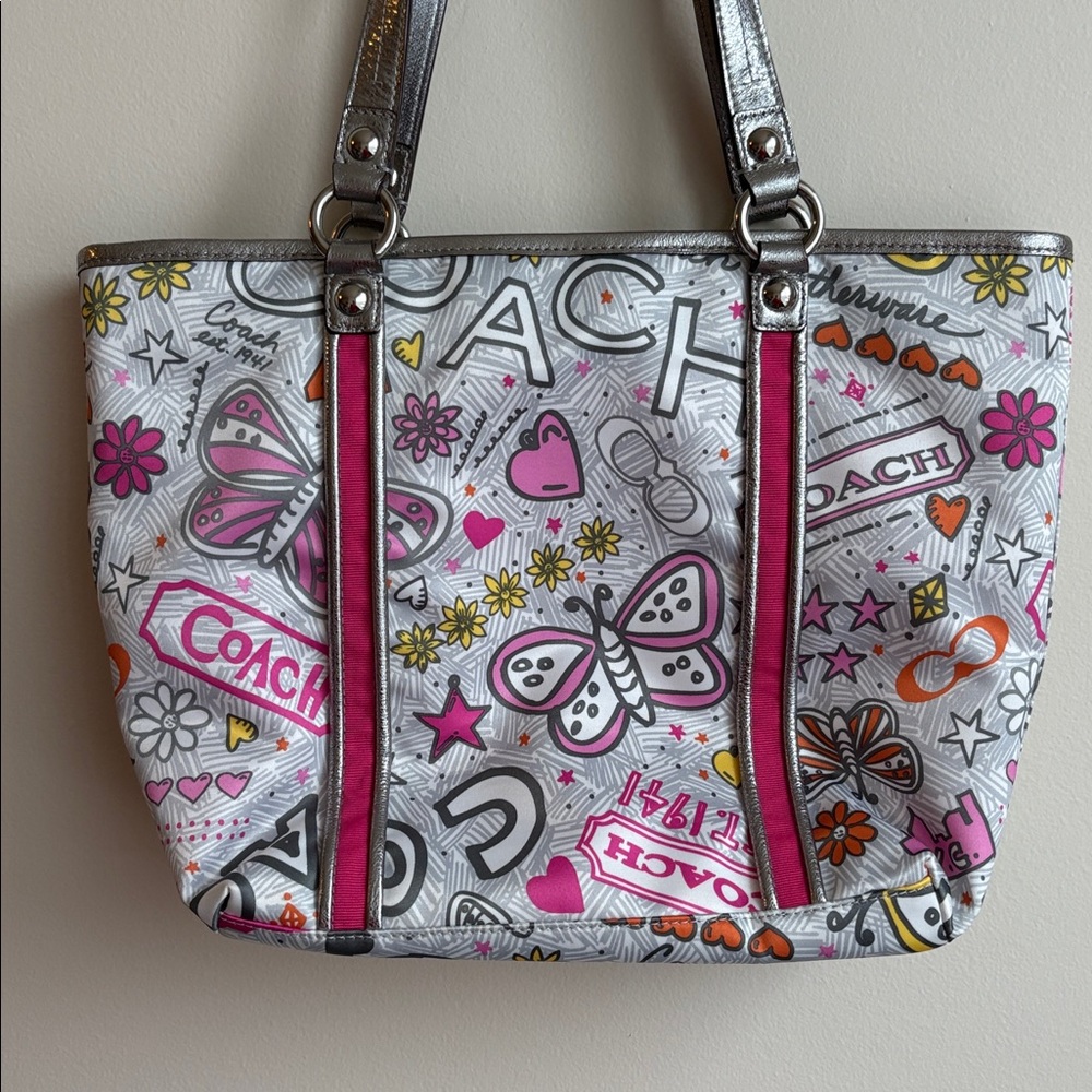 Coach Poppy Bandana Butterfly Graffiti Bag - Picture 6 of 8